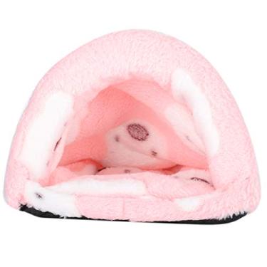 Imagem de Cama para animais de estimação, saco de dormir para hamster quente gaiola confortável para animais pequenos porquinho-da-índia (rosa, M)