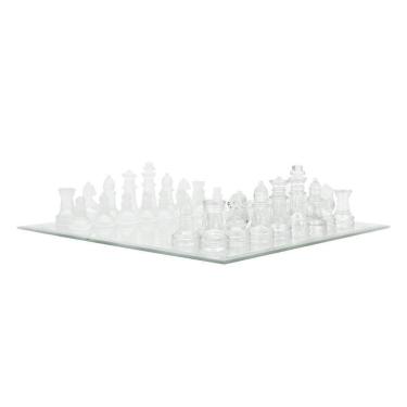 Imagem de Tabuleiro De Xadrez Modelo Super Luxo Vidro 25cm 33 Peças