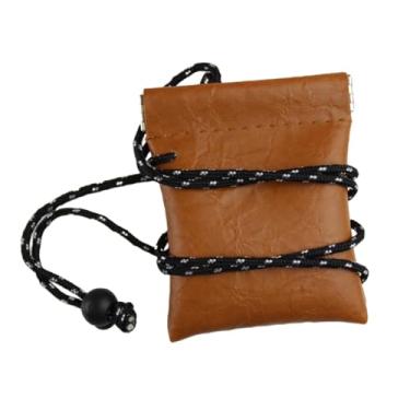 Imagem de menolana Pendurado pescoço bolsa fone de ouvido bolsa de transporte bolsa de armazenamento saco de viagem fone de ouvido para acampamento ao ar livre, marrom