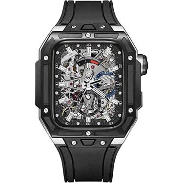 Imagem de BUDAY Kit de Retrofit de Caixa de Aço Inoxidável 316L Fluororubber Pulseira de Relógio, Para Apple Watch Band Series 7 45mm 44mm, Capa de Metal de Proteção Tática para Homens Kit Mod de Relógio (Cor: