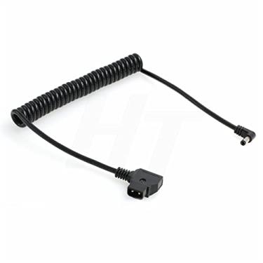 Imagem de HangTon Cabo de alimentação enrolado D-tap para DC Barrel 5.5 ângulo reto de 2,1 mm para monitor de câmera SmallHD AC7 Atomos Ninja Shogun Inferno