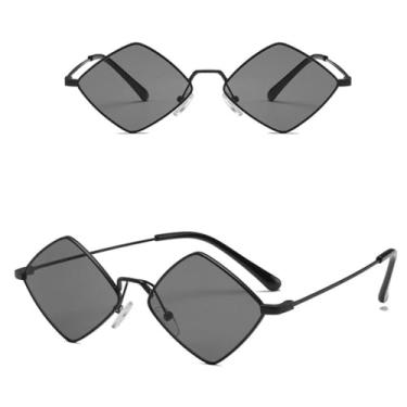 Imagem de Retro diamante em forma de óculos de sol metal irregular óculos de sol masculino feminino colorido lente óculos de sol, 1, um tamanho