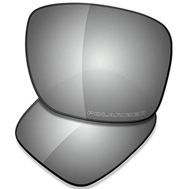Imagem de SAUCER Lentes de substituição premium para óculos de sol Oakley Holbrook Mix OO9384 | Holbrook Mix Low Bridge Fit OO9385 High Defense - Metal cromado polarizado