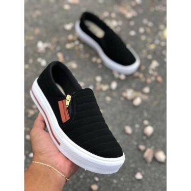 Imagem de Tênis Sapatênis Sapatilha feminino Slip On Zíper casual Leve e confortável