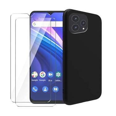 Imagem de WDMYLFTW Capa para Cubot P80 + [pacote com 2] Película protetora de tela de vidro temperado - Capa protetora de TPU (poliuretano termoplástico) macio e flexível de silicone transparente à prova de