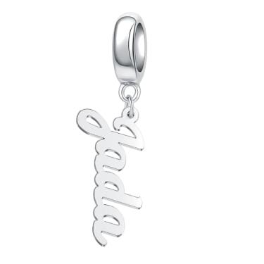 Imagem de MiWangLing Pingente de nome personalizado para pulseira Pandora feminina inicial contas presentes de Natal, Metal, Zircônia cúbica