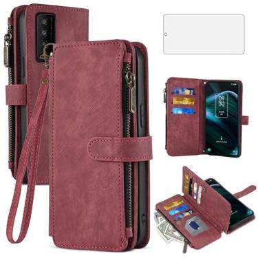 Imagem de Asuwish Capa de telefone para TCL Stylus 5G 2022 capa carteira e protetor de tela de vidro temperado couro flip suporte suporte cordão robusto acessórios de celular TLC Stylo G5 6.81 T779W feminino