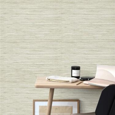 Imagem de Papel de parede Simon&Siff, Texturizado, Retirar e Colar, Tecido de Grama Neutro Sintético, Impermeável, Autoadesivo, para Decoração de Casa, Quarto, Cozinha, Armário, Creme , 0,45 x 3 m