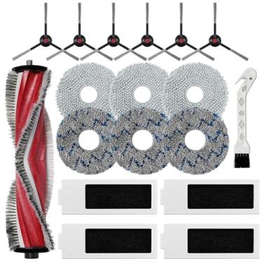 Imagem de Kit de acessórios de substituição compatível com Yeedi M12 Pro+ ECOVACS DEEBOT T30S Robot Vacuum, 1 escova principal, 6 esfregões, 6 escovas laterais, 4 filtros, 1 escova de limpeza