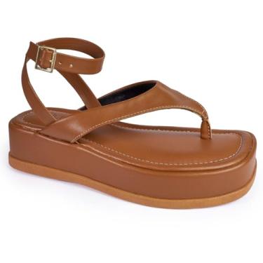 Imagem de Chinelo Feminino Flatform Sandália Papete Confortável Fivela (Caramelo, BR, Adulto, Numérico, 36)