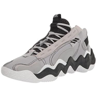 Imagem de adidas Tênis feminino de basquete Exhibit B Mid, Cinza/branco/preto, 40