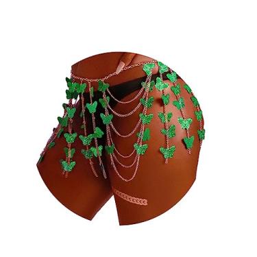 Imagem de Fstrend Correntes de cintura com borla, corrente de borboleta, barriga, saia de dança, franja, rave, boate, acessórios para mulheres (lantejoulas redondas douradas), Medium, liga metálica, Sem Pedra