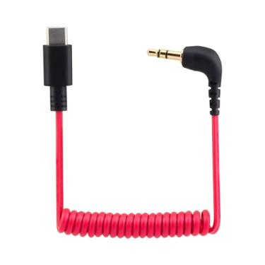 Imagem de JCMOYUTY Cabo USB C para 3,5 mm para RODE Wireless Go II, cabo de áudio adaptador TRS macho DAC AUX de ângulo reto enrolado compatível com iPhone 15 Pro Max Plus, Galaxy S23 Ultra, Pixel 7 iPad Air