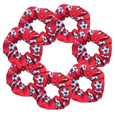 Imagem de 7 peças de cabelo de futebol brilhante Scrunchies Uniformes de futebol Scrunchie desempenho escolar/esportes/prática/festa/ginástica Scrunchie suporte de rabo de cavalo para meninas cosplay show