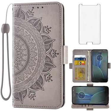 Imagem de Asuwish Capa tipo carteira compatível com Moto G5S Plus, protetor de tela de vidro temperado, suporte para cartão de crédito, alça de pulso, suporte para celular Motorola Moto G5S+ 5S G5Splus XT1803