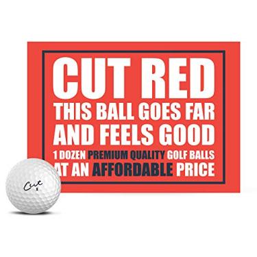 Imagem de Bolas de golfe Cut Red – Bola de golfe premium e macia – Oferece rotação reduzida da bola e melhor precisão e controle do tiro de golfe – Construção de 2 peças (uma dúzia)