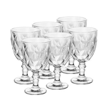 Imagem de LYOR - Conjunto de 6 Taças de Vidro Para Água Diamond 325ml Transparente - Mesa Posta - Itens Para Casa - Utensílios de Cozinha - Enxoval - Casamento - Decoração - Utilidades Domésticas
