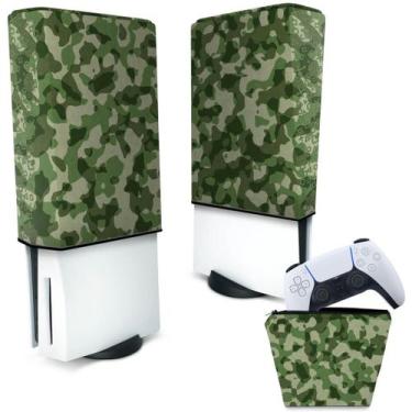 Imagem de Capa Compatível PS5 Anti Poeira e Case Controle - Camuflado Verde - Po