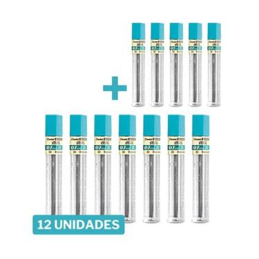 Imagem de Kit Grafite Hi Polymer 2B 0.7mm Com 12 Tubos 24 Minas Pentel