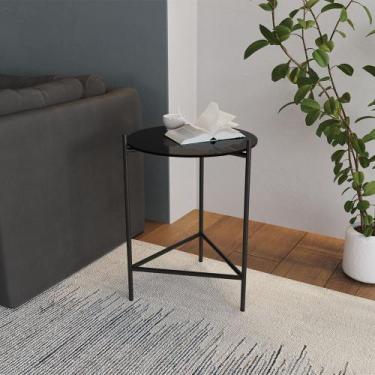 Imagem de Mesa Lateral Industrial Marbella Preta - IRON WOOD