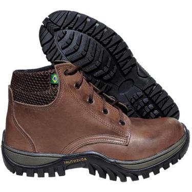 Imagem de Tenis Coturno Masculino De Couro Legitimo Bota Adventure Trabalho - Ar