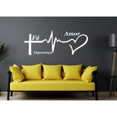 Imagem de Adesivo Decorativo De Parede Frase Fé Esperança Amor Grande - Gaudesiv