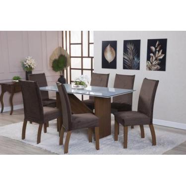 Imagem de Kit de Capas de Cadeira Estofada 4 Lugares Suede Aveludado Mesa de Jan