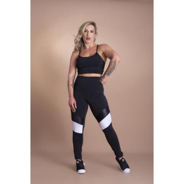Imagem de Conjunto Fitness Feminino Calça Com Detalhe Cintura Alta E Top Alcinha