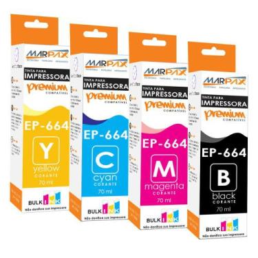 Imagem de Kit Tinta para impressora L375 L455 L365 L200 L1300 4x70ml - Marpax