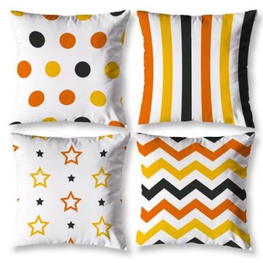 Imagem de Kit 4 Capas de Almofada BOLINHA 40cm X 40cm Estampada Digital - Mercad