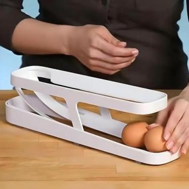 Imagem de Caixa de Armazenamento Rolante de Ovos Para Geladeira Ideal Para Organ