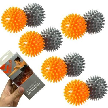 Imagem de Kit 10 Bolas Cravo Massagem 6,5 Cm Propriocepção VP1058 Vollo Cinza e 