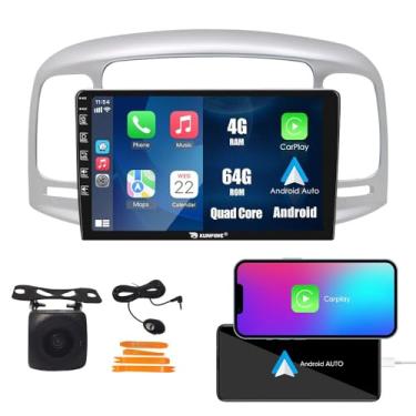 Imagem de Kunfine Car CarPlay Android Navegação Automática Rádio GPS Estéreo Câmera Reversa Tela IPS Touchscreen Tablet Pad Media Player para Hyundai Accent 2006-2011, se aplicável Quad Core 4G + 64G