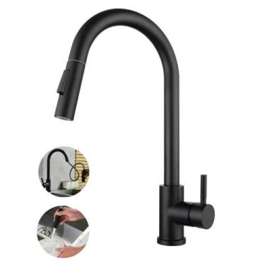 Imagem de Torneira Cozinha Gourmet Misturador Monocomando Inox 304 Preto Fosco -