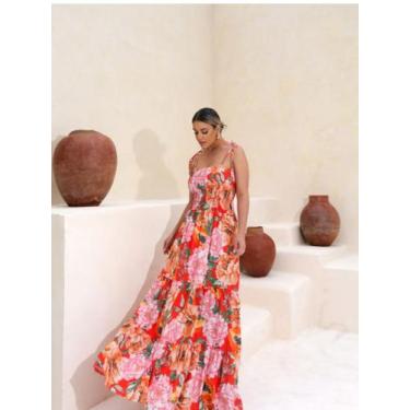 Imagem de Vestido longo caio v. verão estampado alça - LALOKA, Laranja, M