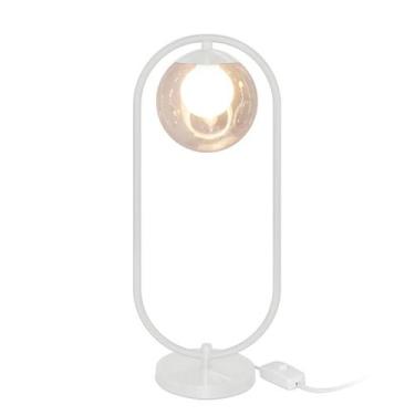 Imagem de Abajur Luminaria de Mesa de Luxo Aro Branco Harmony Ambar - MARRYLUZ