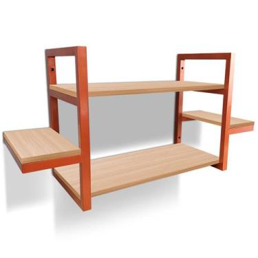 Imagem de Prateleira Dupla Cali Nicho De Parede Design Industrial Cobre/Jade - G