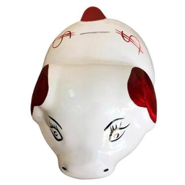 Imagem de Cofre Porquinho em Cerâmica Decorativo de Moedas - Red - Retrofenna De