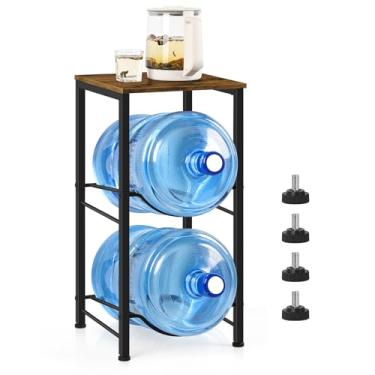 Imagem de Suporte para jarro de água de 14 litros com prateleira superior, suporte dispensador de água de 2 níveis, organizador de armazenamento de garrafa de água de 15 galões para cozinha, escritório em casa,