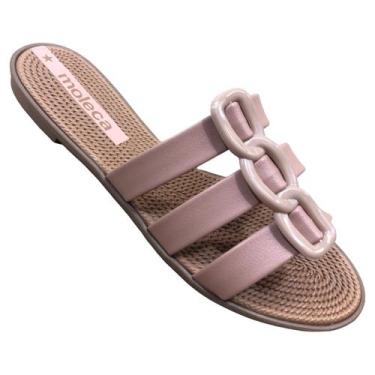 Imagem de Chinelo Moleca Sandalia Rasteira Feminino Slide Conforto Fivela, Marro