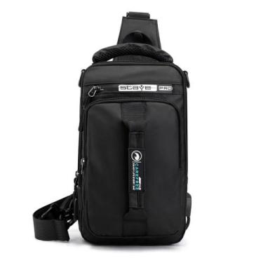 Imagem de Mini Mochila Bolsa Masculina Transversal Impermeável Ombro, Preto