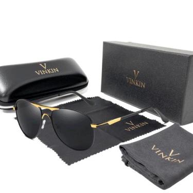 Imagem de Óculos de Sol Masculino Polarizado Aviador Vinkin 418, Dourado