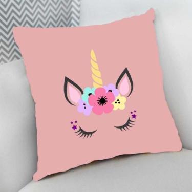 Imagem de Almofada Decorativa Cheia c/ Zíper 25x25 Infantil Meninos Unicórnio - 