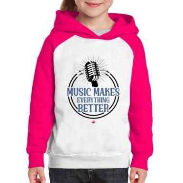 Imagem de Moletom Infantil Music makes everything better - Foca na Moda, Branco,