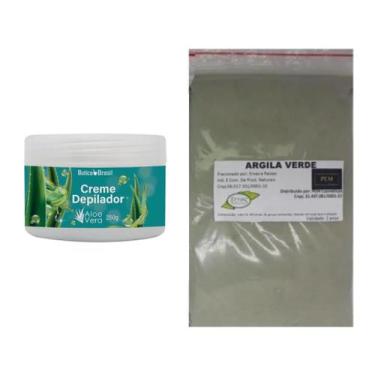 Imagem de Argila Pura Verde 500g e Creme Depila Sem Dor Aloe Vera - Lucy's e PEM