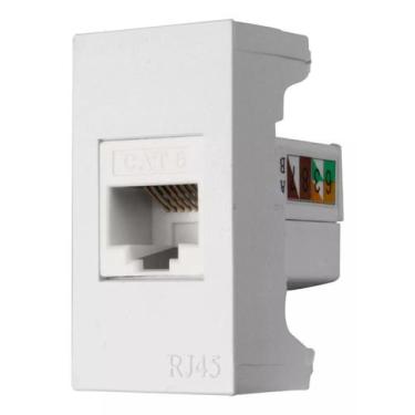 Imagem de Módulo De Tomada De Rede Rj45 8 Fios Cat5e Branco - Ilumi