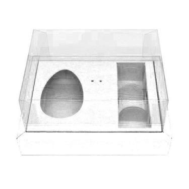 Imagem de Caixa Ovo de Colher com Moldura 3 Bombons - Meio Ovo de 100g a 150g - 