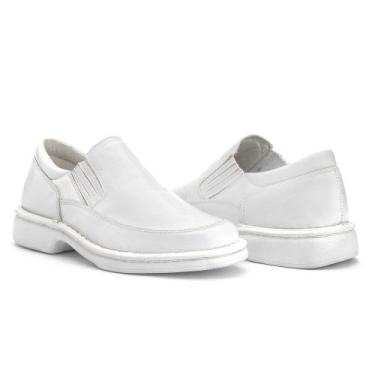 Imagem de Sapato Masculino Hospitalar Confort Gel em Couro Branco - IGO, Branco,