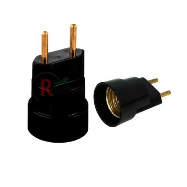 Imagem de Adaptador Soquete Bocal Base Tomada Plug E27 Preto - Rohdina