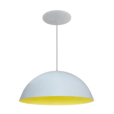 Imagem de Luminária Pendente Meia Lua 34cm Com Interior Amarelo Com Fiação 110/2